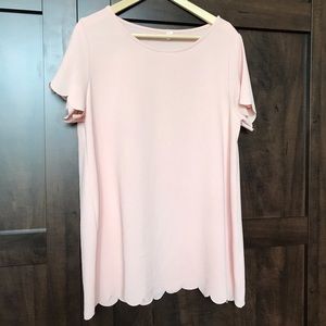 Pink Scalloped Hem Maternity Blouse
